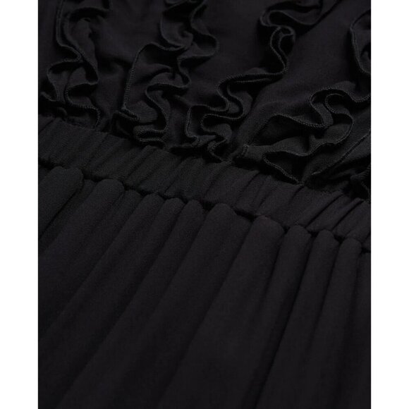 The Kooples Black Maxi Dress Ruffled Short Sleeve Dress - S - NWT - Picture 6 of 9